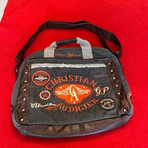 Christian Audigier Red, orange and Black Men's Bag